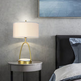 White Drum Metal Nightstand Lighting Modernism 1 Light Fabric Table Light for Living Room White Clearhalo 'Lamps' 'Table Lamps' Lighting' 405777