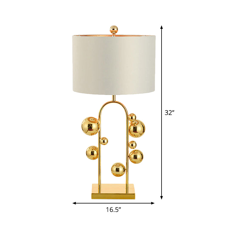 Ball Metal Night Table Lamp Post-Modern 1 Light White Fabric Nightstand Lighting for Living Room Clearhalo 'Lamps' 'Table Lamps' Lighting' 405821