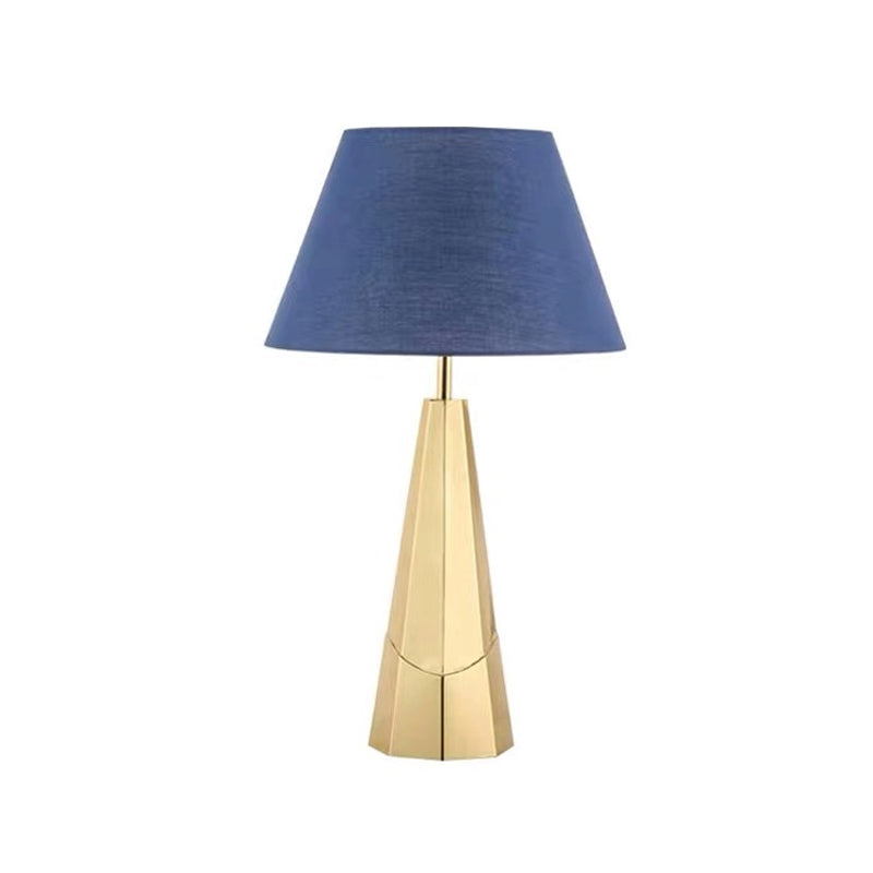 Empire Shade Fabric Nightstand Light Post-Modern 1-Bulb Blue Metal Table Lamp for Living Room Clearhalo 'Lamps' 'Table Lamps' Lighting' 405844