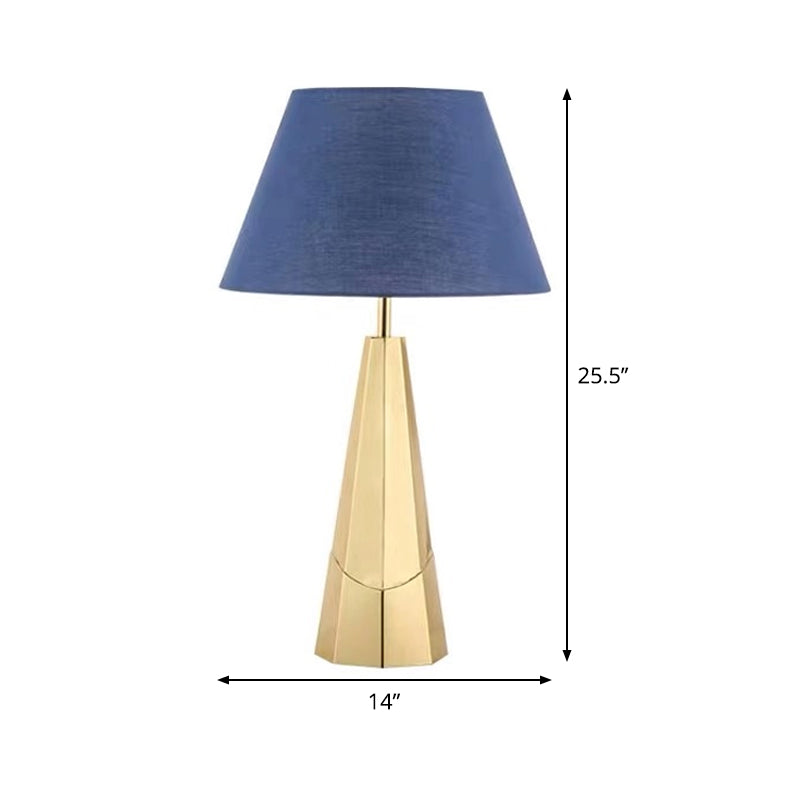 Empire Shade Fabric Nightstand Light Post-Modern 1-Bulb Blue Metal Table Lamp for Living Room Clearhalo 'Lamps' 'Table Lamps' Lighting' 405846