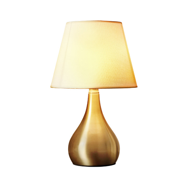 Fabric Tapered Night Table Lighting Luxurious 1-Head Brass Metal Nightstand Light for Living Room Clearhalo 'Lamps' 'Table Lamps' Lighting' 405849