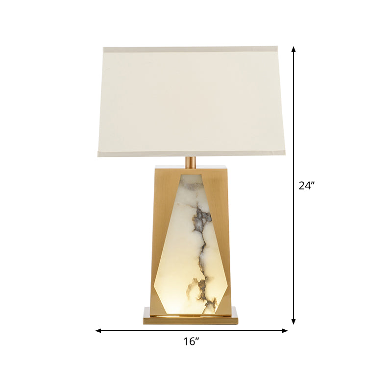 Gold Trapezoid Night Table Light Post-Modern 1-Head Fabric Nightstand Lighting for Bedroom Clearhalo 'Lamps' 'Table Lamps' Lighting' 405861