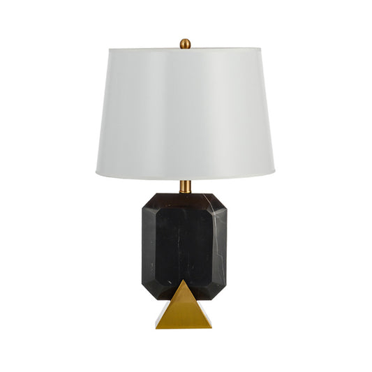 Luxurious Tapered Stone Table Light 1 Head Fabric Night Lighting in Black for Living Room Clearhalo 'Lamps' 'Table Lamps' Lighting' 405865