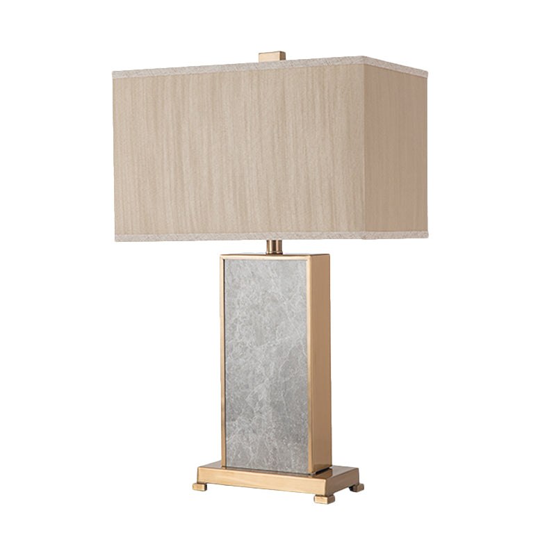 Rectangular Stone Table Lighting Post-Modern 1 Light Grey Fabric Nightstand Lamp for Living Room Clearhalo 'Lamps' 'Table Lamps' Lighting' 405869