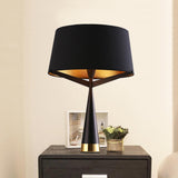 Black Empire Shade Table Light Modern 1 Head Fabric Nightstand Lighting for Living Room Clearhalo 'Lamps' 'Table Lamps' Lighting' 405909