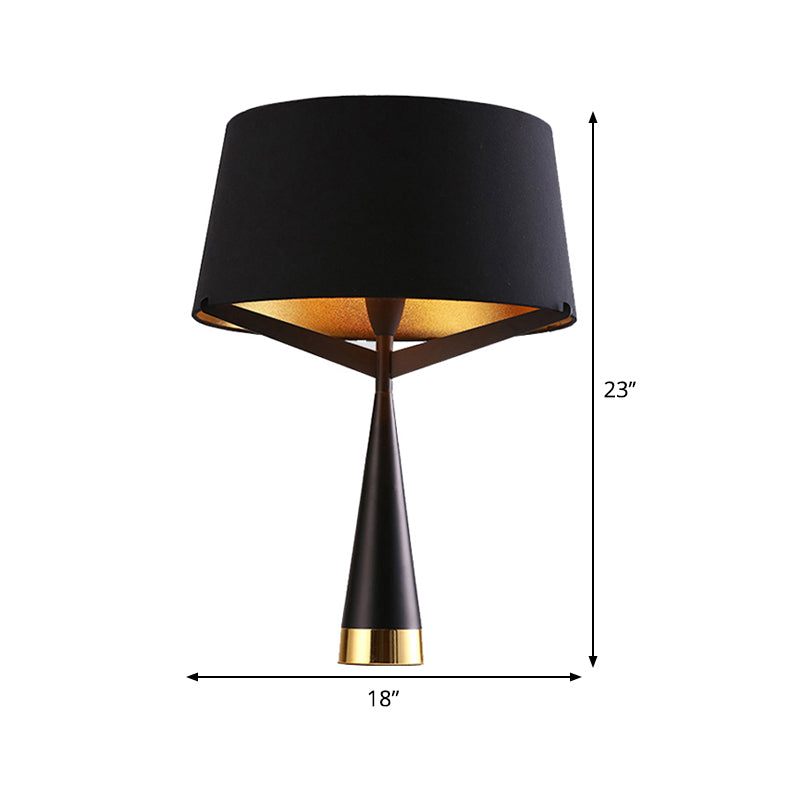 Black Empire Shade Table Light Modern 1 Head Fabric Nightstand Lighting for Living Room Clearhalo 'Lamps' 'Table Lamps' Lighting' 405911