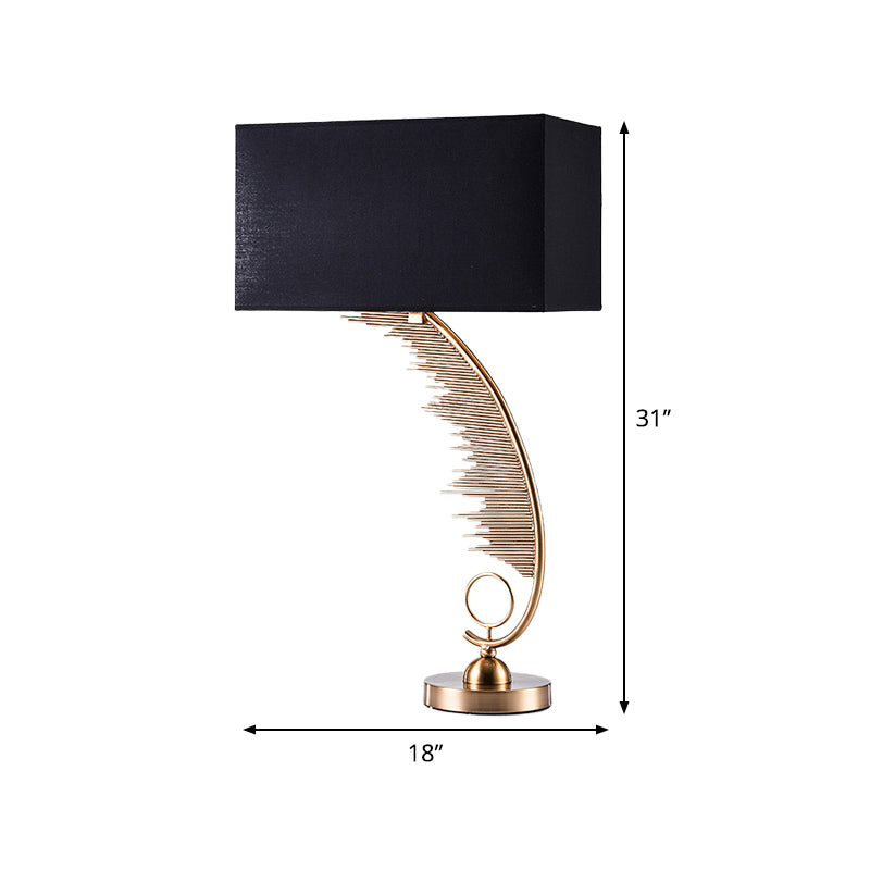 Nordic Rectangle Metal Night Lamp Fabric 1 Head Living Room Table Lighting in Black Clearhalo 'Lamps' 'Table Lamps' Lighting' 405916