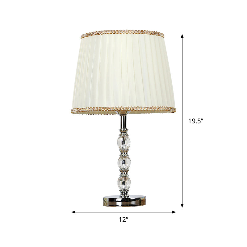 Crystal Barrel Nightstand Light Contemporary 1 Bulb Beige Night Table Lighting for Bedroom Clearhalo 'Lamps' 'Table Lamps' Lighting' 405951