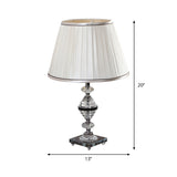 Gathered Empire Shade Night Lamp Modern K9 Crystal 1 Bulb Bedroom Nightstand Lighting in Beige Clearhalo 'Lamps' 'Table Lamps' Lighting' 405986