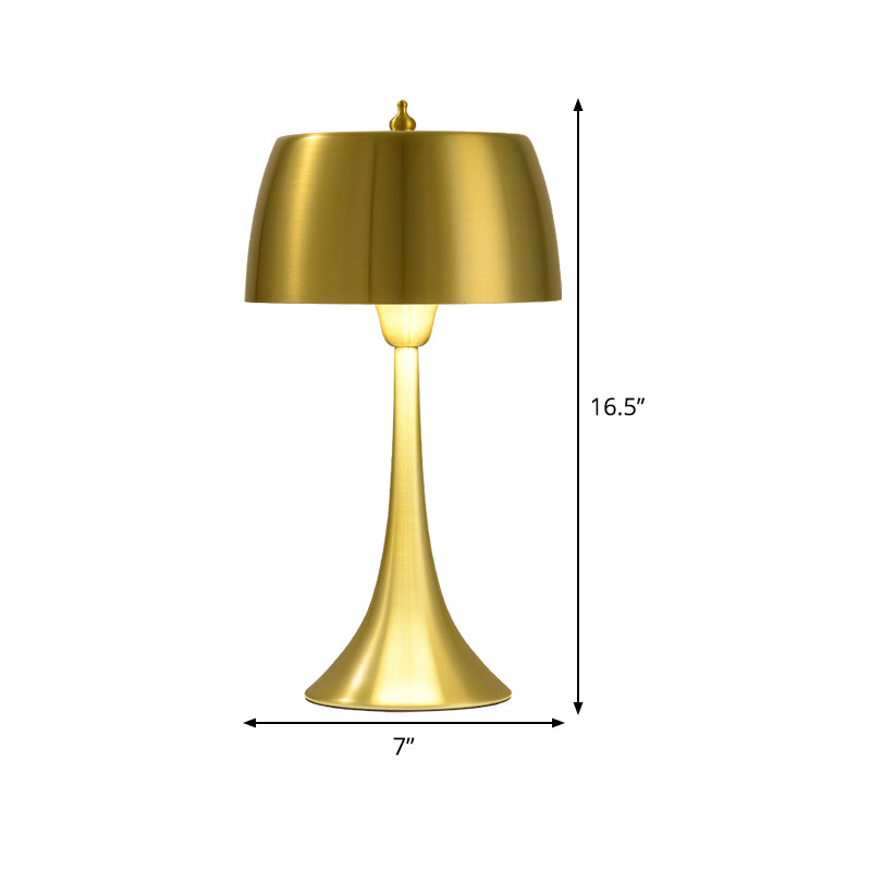 Drum Nightstand Light Post-Modern Metal 1 Light Gold Night Table Lighting for Bedroom Clearhalo 'Lamps' 'Table Lamps' Lighting' 406001