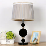 Pleated Lampshade Bedroom Table Light Beveled Crystal 1-Bulb Minimalism Night Lighting in Black Clearhalo 'Lamps' 'Table Lamps' Lighting' 406013