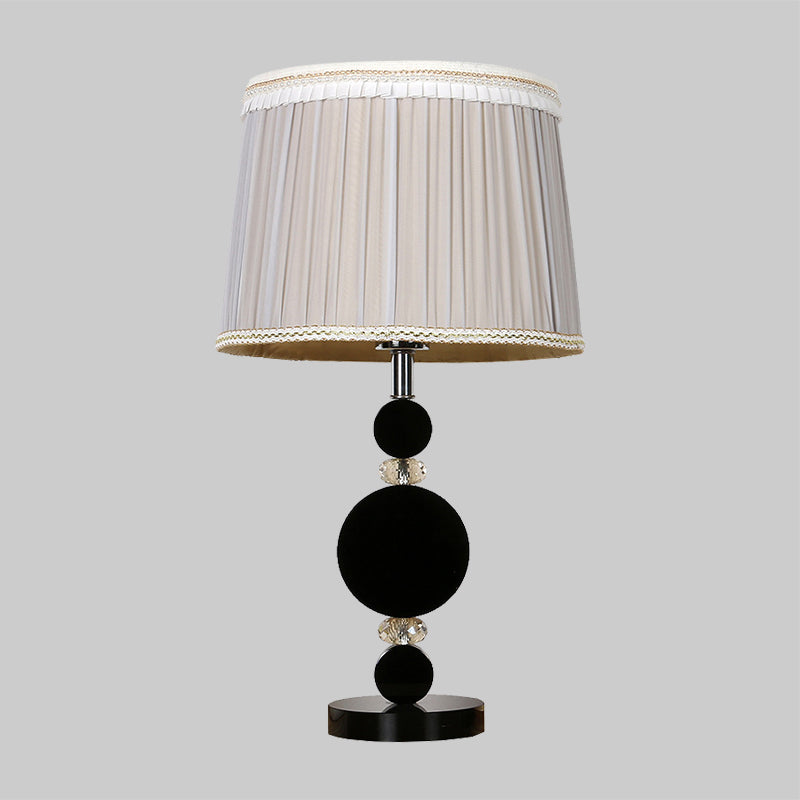 Pleated Lampshade Bedroom Table Light Beveled Crystal 1-Bulb Minimalism Night Lighting in Black Clearhalo 'Lamps' 'Table Lamps' Lighting' 406015