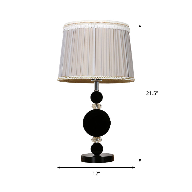 Pleated Lampshade Bedroom Table Light Beveled Crystal 1-Bulb Minimalism Night Lighting in Black Clearhalo 'Lamps' 'Table Lamps' Lighting' 406016