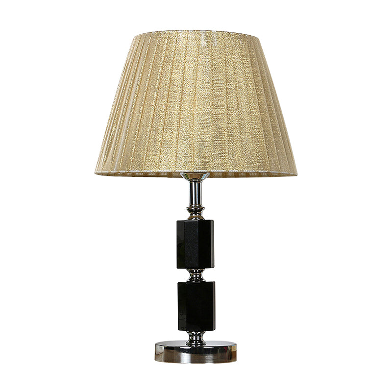 Crystal Pleated Shade Table Lamp Simplicity 1-Light Night Lighting in Beige for Bedroom Clearhalo 'Lamps' 'Table Lamps' Lighting' 406019