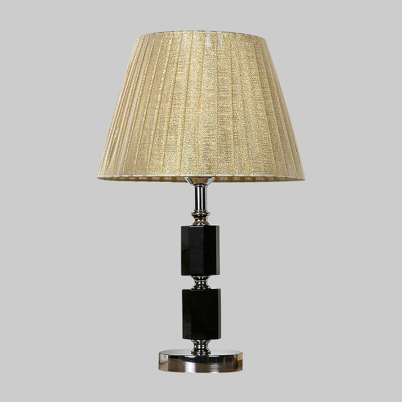 Crystal Pleated Shade Table Lamp Simplicity 1-Light Night Lighting in Beige for Bedroom Clearhalo 'Lamps' 'Table Lamps' Lighting' 406020