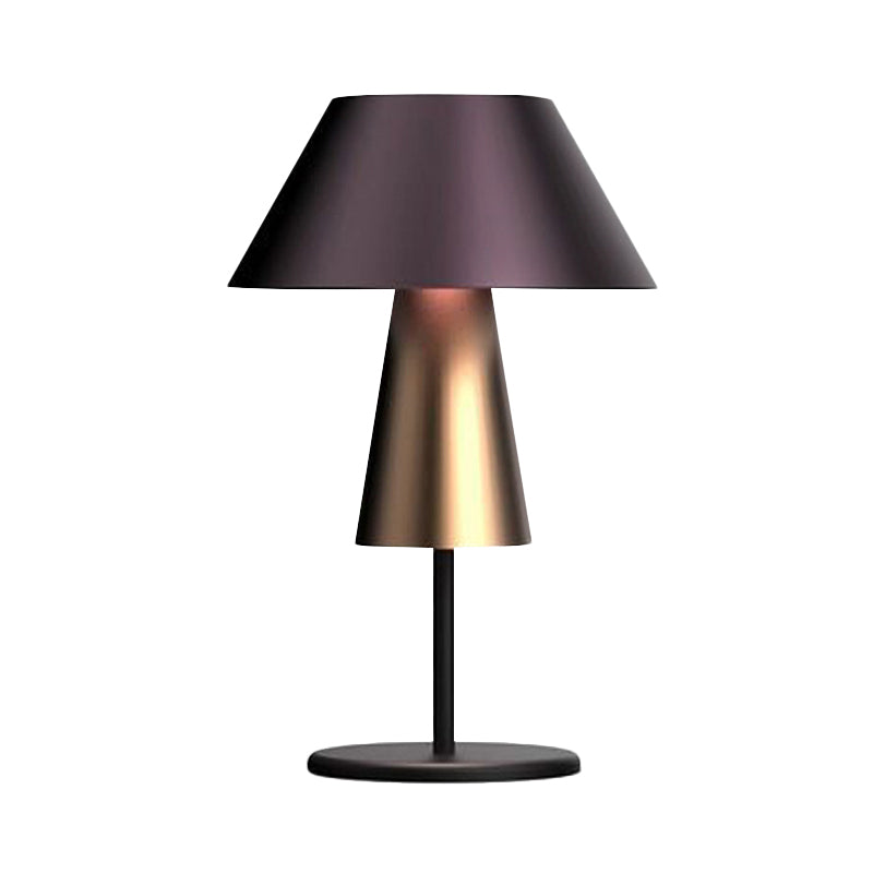 Post-Modern Tapered Nightstand Lamp Metal 1-Light Living Room Night Table Light in Black Clearhalo 'Lamps' 'Table Lamps' Lighting' 406085