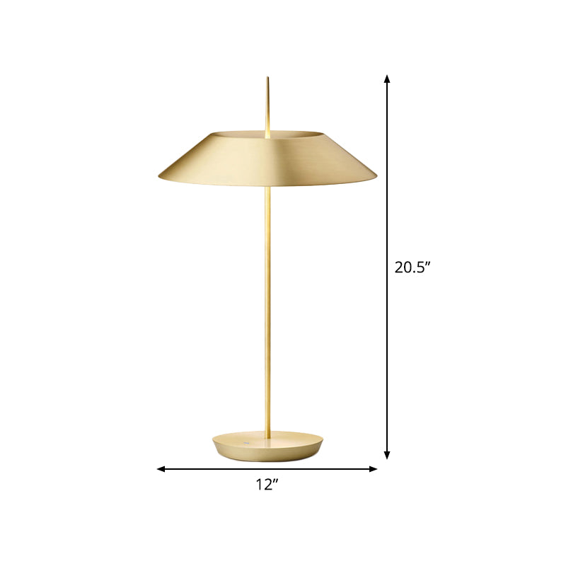 1-Bulb Study Room Table Light Contemporary Gold Night Lamp with Tapered Metal Shade Clearhalo 'Lamps' 'Table Lamps' Lighting' 406106