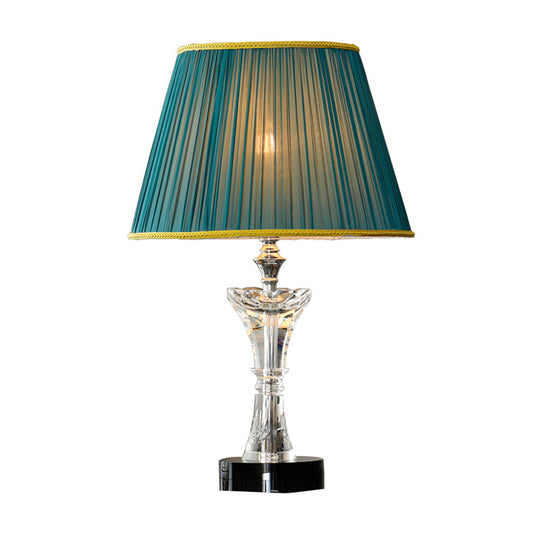 Green Cone Table Lamp Contemporary 1-Head K9 Crystal Night Lighting with Faux-Braided Detailing Clearhalo 'Lamps' 'Table Lamps' Lighting' 406134