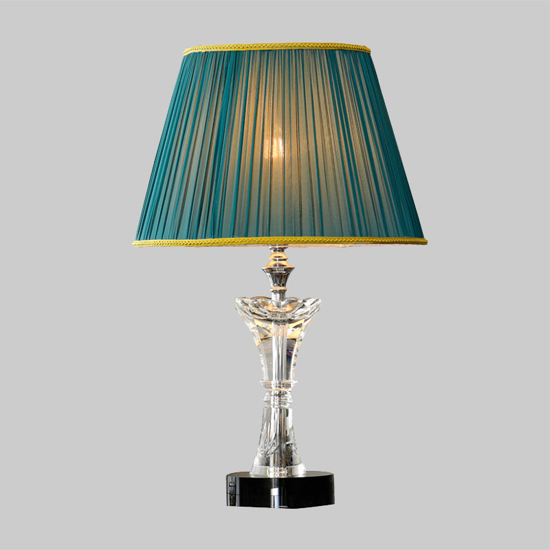 Green Cone Table Lamp Contemporary 1-Head K9 Crystal Night Lighting with Faux-Braided Detailing Clearhalo 'Lamps' 'Table Lamps' Lighting' 406135