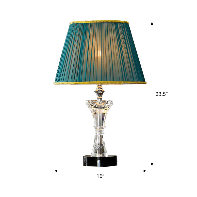 Green Cone Table Lamp Contemporary 1-Head K9 Crystal Night Lighting with Faux-Braided Detailing Clearhalo 'Lamps' 'Table Lamps' Lighting' 406136