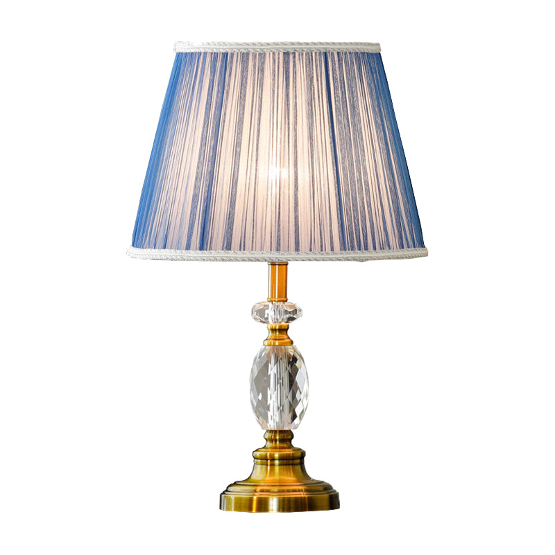 Cone Faceted Crystal Night Light Modernism 1-Bulb Blue Table Lighting with Faux-Braided Detailing Clearhalo 'Lamps' 'Table Lamps' Lighting' 406154