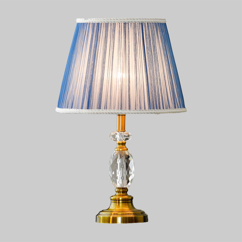 Cone Faceted Crystal Night Light Modernism 1-Bulb Blue Table Lighting with Faux-Braided Detailing Clearhalo 'Lamps' 'Table Lamps' Lighting' 406155