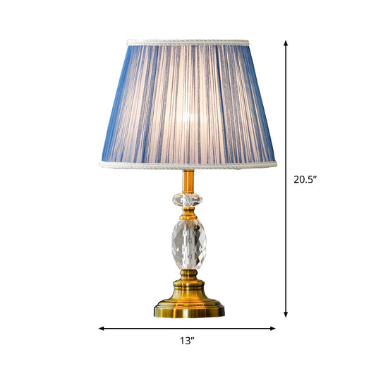 Cone Faceted Crystal Night Light Modernism 1-Bulb Blue Table Lighting with Faux-Braided Detailing Clearhalo 'Lamps' 'Table Lamps' Lighting' 406156