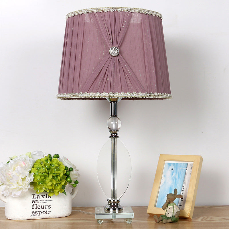 K9 Crystal Barrel Night Light Minimalism 1 Head Table Lamp in Purple with Faux-Braided Detailing Clearhalo 'Lamps' 'Table Lamps' Lighting' 406190