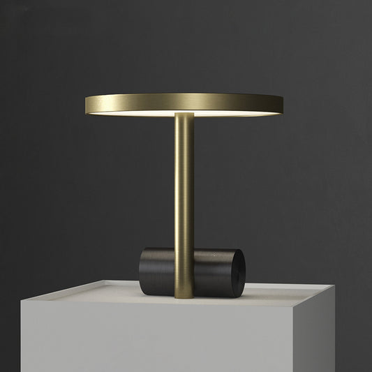 Post-Modern LED Nightstand Lamp Gold Circular Table Lighting with Metal Shade for Study Room Gold Clearhalo 'Lamps' 'Table Lamps' Lighting' 406194