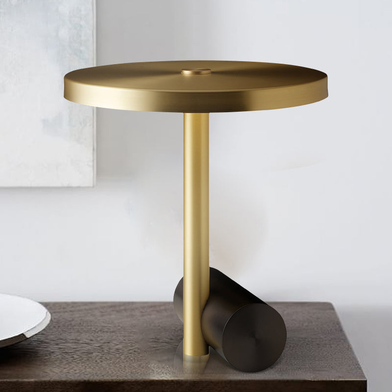 Post-Modern LED Nightstand Lamp Gold Circular Table Lighting with Metal Shade for Study Room Clearhalo 'Lamps' 'Table Lamps' Lighting' 406195