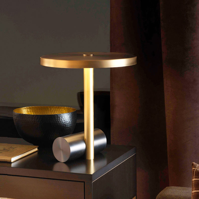 Post-Modern LED Nightstand Lamp Gold Circular Table Lighting with Metal Shade for Study Room Clearhalo 'Lamps' 'Table Lamps' Lighting' 406196