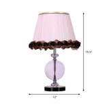 Modernism 1-Light Nightstand Lamp Pink Pleated Shade Night Table Lighting with K9 Crystal Clearhalo 'Lamps' 'Table Lamps' Lighting' 406208