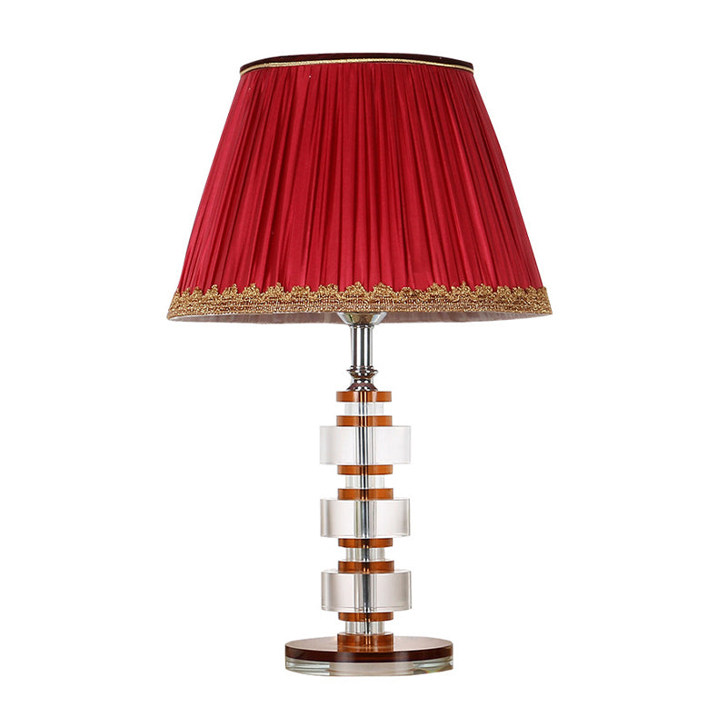 1-Head Living Room Nightstand Lighting Modern Red Table Lamp with Round Clear Crystal Clearhalo 'Lamps' 'Table Lamps' Lighting' 406211