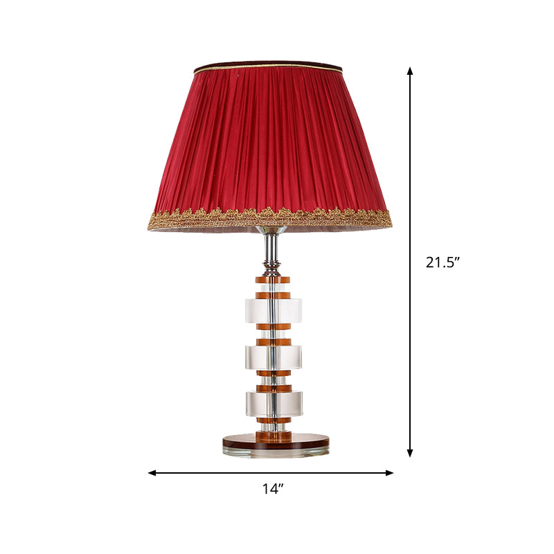 1-Head Living Room Nightstand Lighting Modern Red Table Lamp with Round Clear Crystal Clearhalo 'Lamps' 'Table Lamps' Lighting' 406213