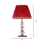 1-Head Living Room Nightstand Lighting Modern Red Table Lamp with Round Clear Crystal Clearhalo 'Lamps' 'Table Lamps' Lighting' 406213