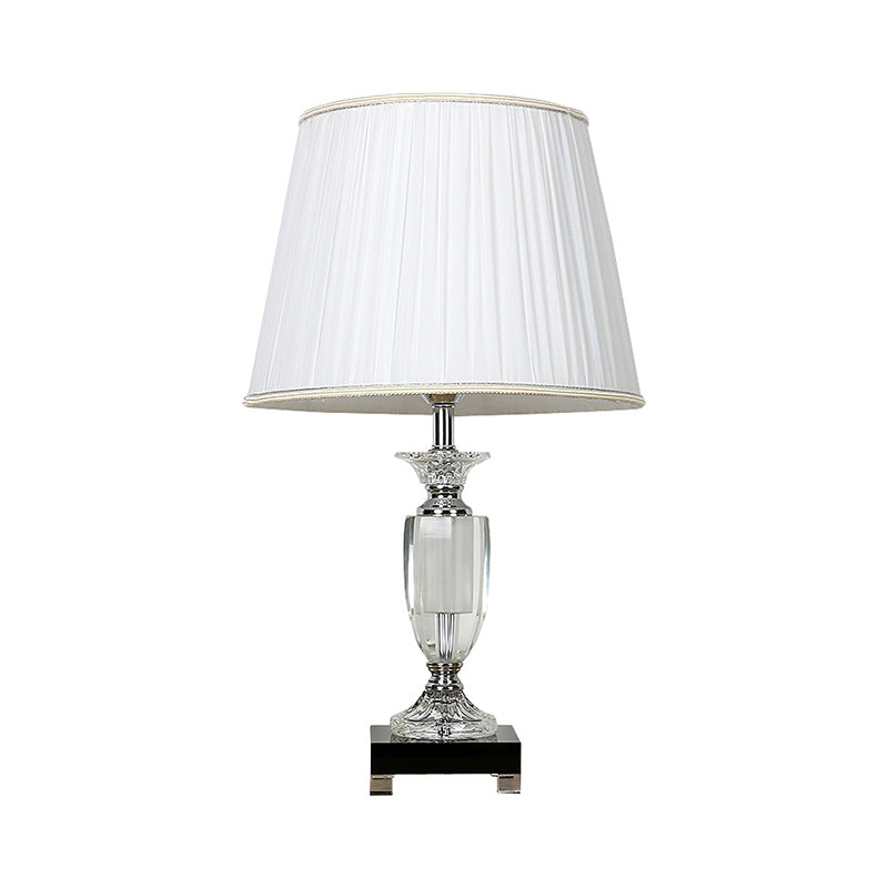 Simplicity Barrel Crystal Night Lighting 1-Light Table Lamp in White with Square Pedestal Clearhalo 'Lamps' 'Table Lamps' Lighting' 406232