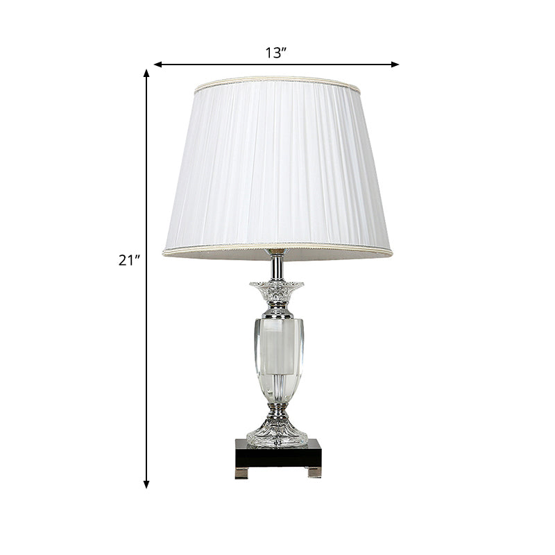 Simplicity Barrel Crystal Night Lighting 1-Light Table Lamp in White with Square Pedestal Clearhalo 'Lamps' 'Table Lamps' Lighting' 406233