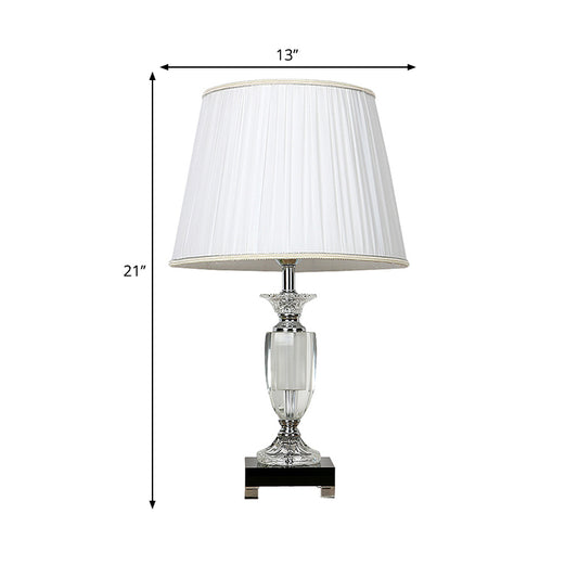 Simplicity Barrel Crystal Night Lighting 1-Light Table Lamp in White with Square Pedestal Clearhalo 'Lamps' 'Table Lamps' Lighting' 406233