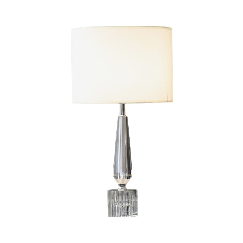 Drum Night Table Lamp Contemporary Clear K9 Crystal 1-Head White Night Lighting for Living Room Clearhalo 'Lamps' 'Table Lamps' Lighting' 406242