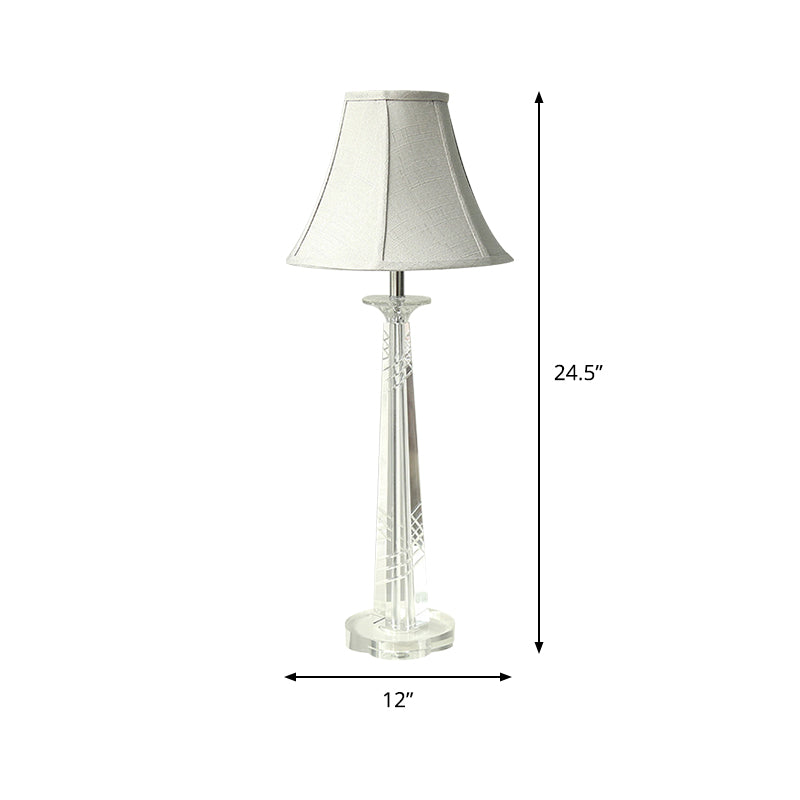 Cream Gray Bell Nightstand Light Contemporary 1 Bulb Clear K9 Crystal Night Lighting for Bedroom Clearhalo 'Lamps' 'Table Lamps' Lighting' 406262