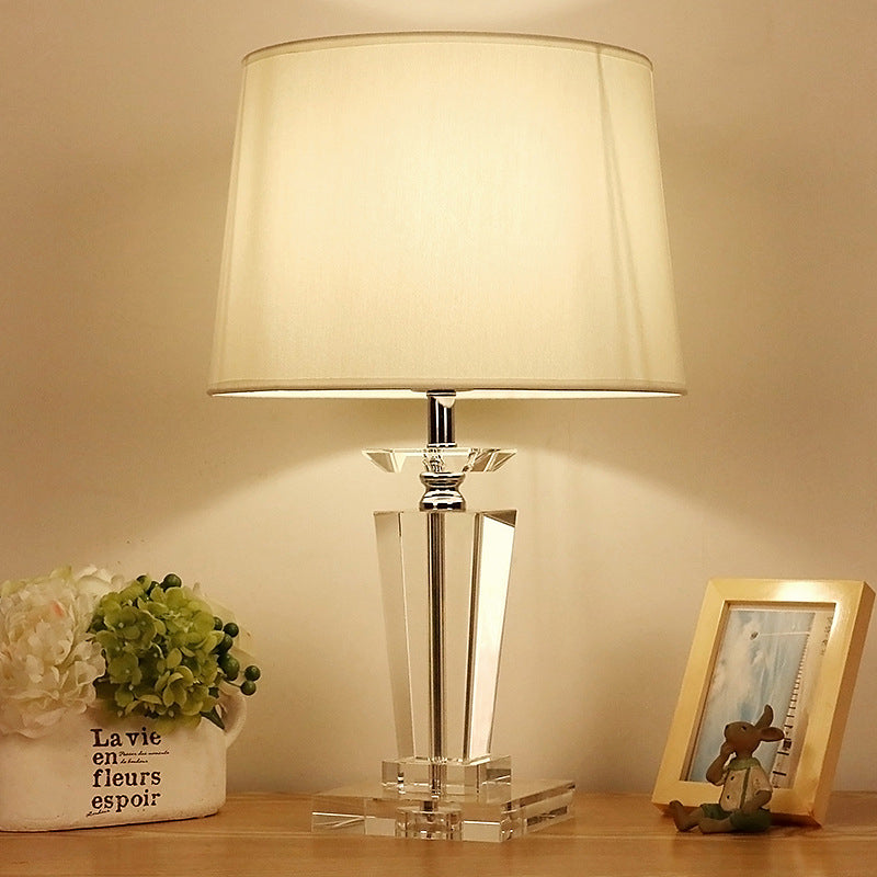 1-Light Living Room Table Lamp Modernism White Night Lighting with Beveled K9 Crystal White Clearhalo 'Lamps' 'Table Lamps' Lighting' 406268