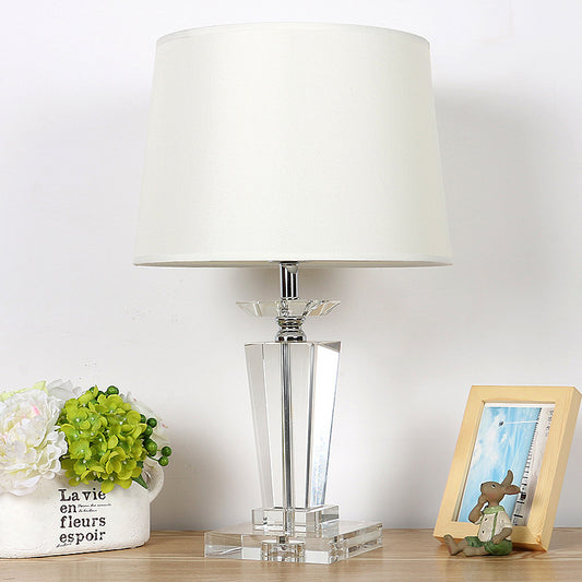 1-Light Living Room Table Lamp Modernism White Night Lighting with Beveled K9 Crystal Clearhalo 'Lamps' 'Table Lamps' Lighting' 406269