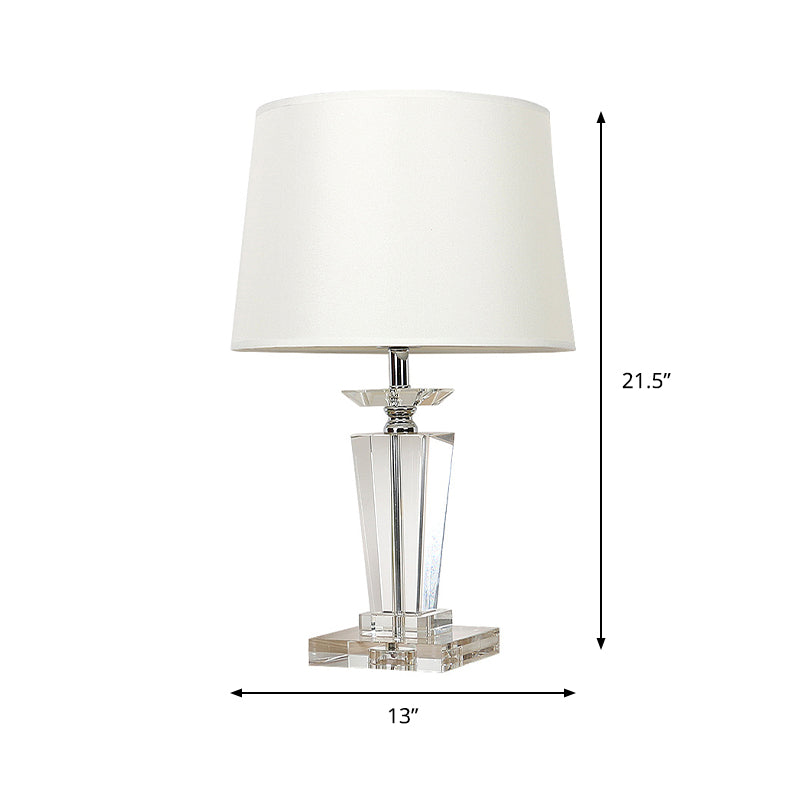 1-Light Living Room Table Lamp Modernism White Night Lighting with Beveled K9 Crystal Clearhalo 'Lamps' 'Table Lamps' Lighting' 406272