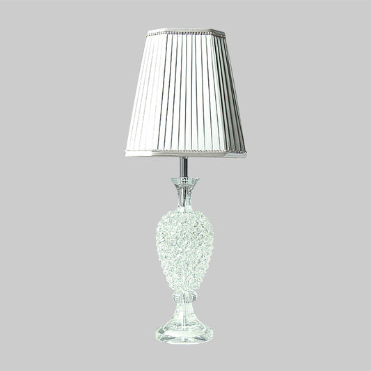 K9 Crystal Urn Night Light Modern 1 Bulb Grey Table Lamp with Gathered Empire Shade Clearhalo 'Lamps' 'Table Lamps' Lighting' 406281