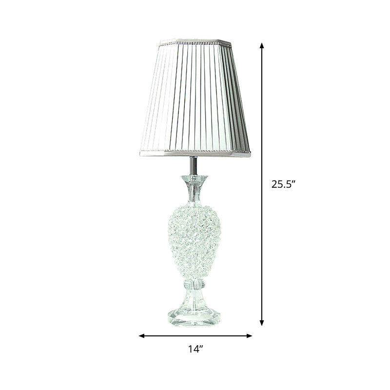 K9 Crystal Urn Night Light Modern 1 Bulb Grey Table Lamp with Gathered Empire Shade Clearhalo 'Lamps' 'Table Lamps' Lighting' 406282