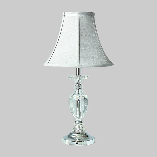 Minimalism Paneled Bell Night Lamp Hand-Cut Crystal 1-Head Bedroom Nightstand Light in Grey Clearhalo 'Lamps' 'Table Lamps' Lighting' 406291