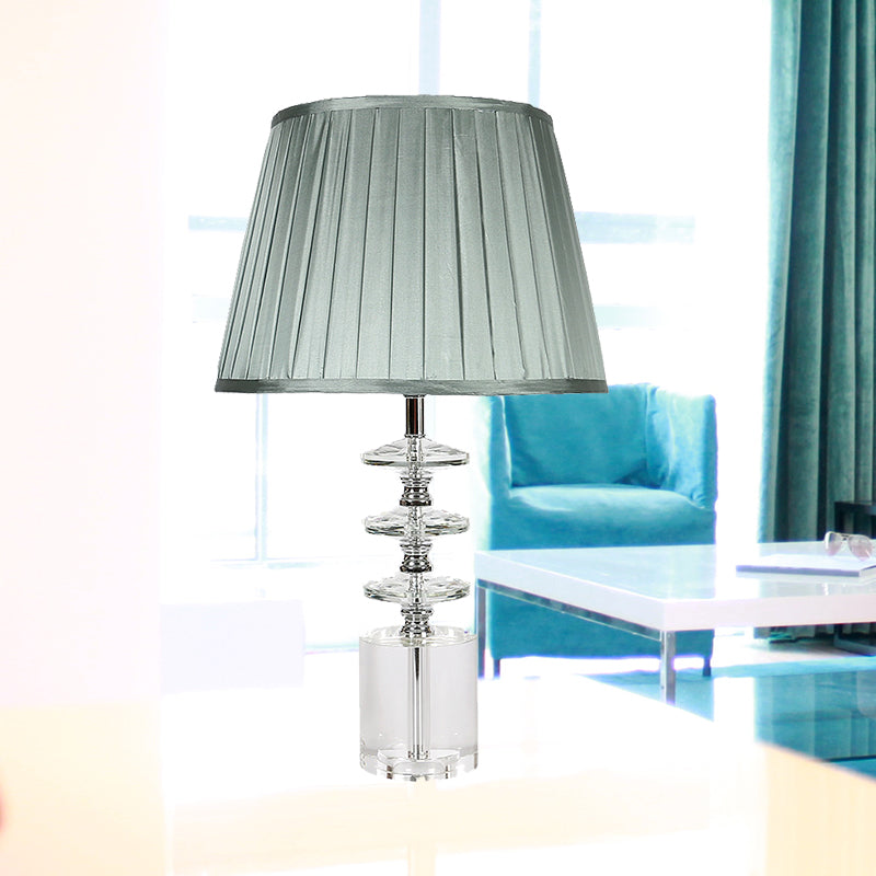 Empire Shade Night Table Lamp Modern Clear Crystal 1-Head Bedroom Nightstand Lighting in Grey Clearhalo 'Lamps' 'Table Lamps' Lighting' 406299