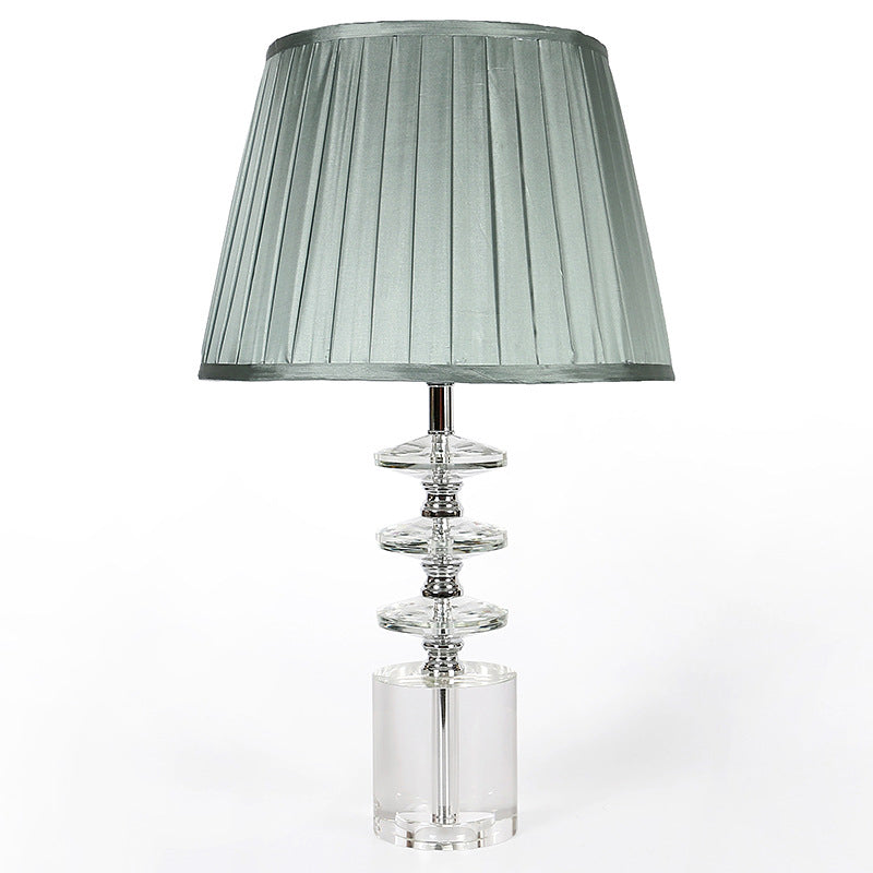 Empire Shade Night Table Lamp Modern Clear Crystal 1-Head Bedroom Nightstand Lighting in Grey Clearhalo 'Lamps' 'Table Lamps' Lighting' 406301