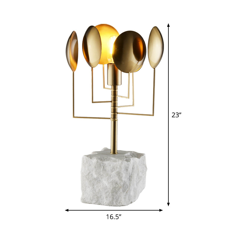 Marble Square Table Lamp Post-Modern 1 Light White Metal Night Lighting for Living Room Clearhalo 'Lamps' 'Table Lamps' Lighting' 406312