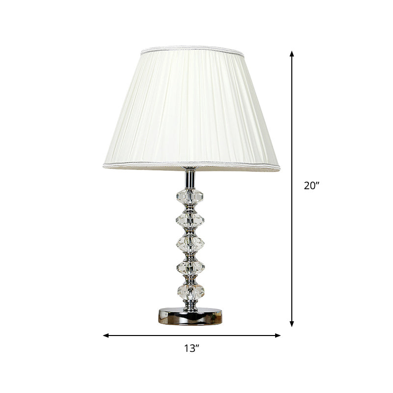 Conical Bedroom Night Table Lamp Prismatic Optical Crystal 1-Light Simplicity Nightstand Light in White Clearhalo 'Lamps' 'Table Lamps' Lighting' 406322